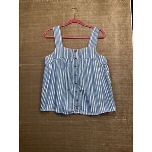 Chambray cropped halter top. Size medium Blue White Striped Baby Doll Tank Cute
